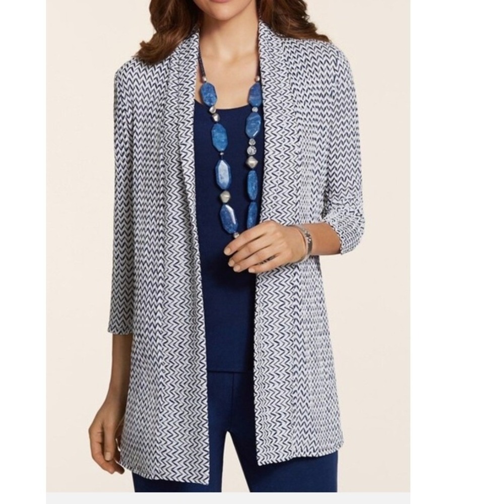 Chicos Travelers Collection Classic Layering Open Front Cardigan Sweater Top M